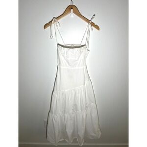 Babydoll Cottagecore Boho Coastal Tiered Asymmetrical Maxi Womens Dress White S
